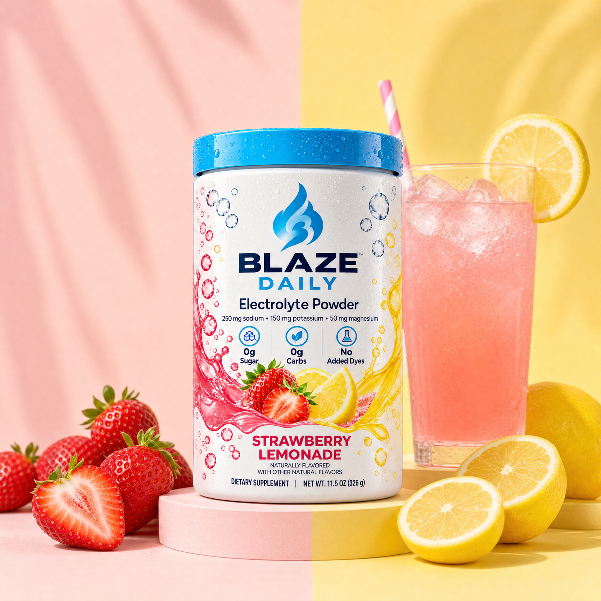 BLAZE DAILY Strawberry Lemonade electrolyte powder